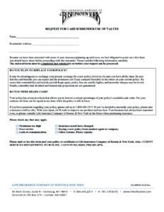 231 009 Ny Rev 10 19 Cash Surrender